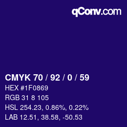 カラーコード: CMYK 70 / 92 / 0 / 59 | qconv.com