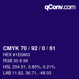 カラーコード: CMYK 70 / 92 / 0 / 61 | qconv.com