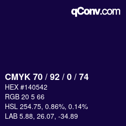 颜色代码: CMYK 70 / 92 / 0 / 74 | qconv.com