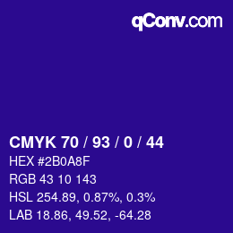 Color code: CMYK 70 / 93 / 0 / 44 | qconv.com