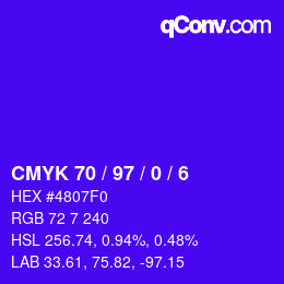 颜色代码: CMYK 70 / 97 / 0 / 6 | qconv.com