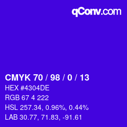 颜色代码: CMYK 70 / 98 / 0 / 13 | qconv.com
