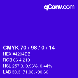 颜色代码: CMYK 70 / 98 / 0 / 14 | qconv.com