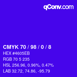 颜色代码: CMYK 70 / 98 / 0 / 8 | qconv.com