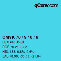 颜色代码: CMYK 70 / 9 / 0 / 8 | qconv.com