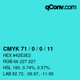 颜色代码: CMYK 71 / 0 / 0 / 11 | qconv.com