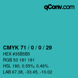 Color code: CMYK 71 / 0 / 0 / 29 | qconv.com