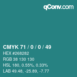 Color code: CMYK 71 / 0 / 0 / 49 | qconv.com