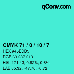Color code: CMYK 71 / 0 / 10 / 7 | qconv.com