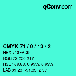 Color code: CMYK 71 / 0 / 13 / 2 | qconv.com