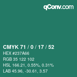 Color code: CMYK 71 / 0 / 17 / 52 | qconv.com