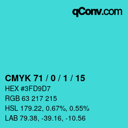 Color code: CMYK 71 / 0 / 1 / 15 | qconv.com