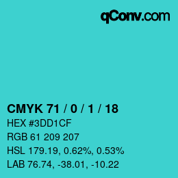 Color code: CMYK 71 / 0 / 1 / 18 | qconv.com