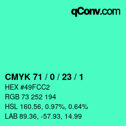 Color code: CMYK 71 / 0 / 23 / 1 | qconv.com