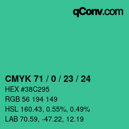 颜色代码: CMYK 71 / 0 / 23 / 24 | qconv.com