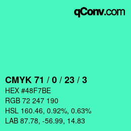 颜色代码: CMYK 71 / 0 / 23 / 3 | qconv.com