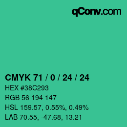 颜色代码: CMYK 71 / 0 / 24 / 24 | qconv.com