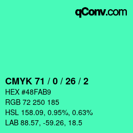 Color code: CMYK 71 / 0 / 26 / 2 | qconv.com