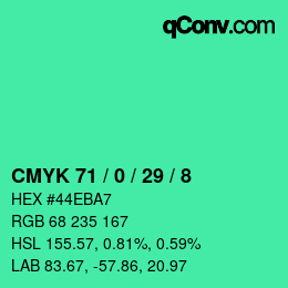 Color code: CMYK 71 / 0 / 29 / 8 | qconv.com