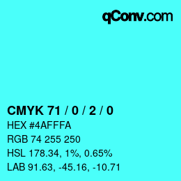 Color code: CMYK 71 / 0 / 2 / 0 | qconv.com