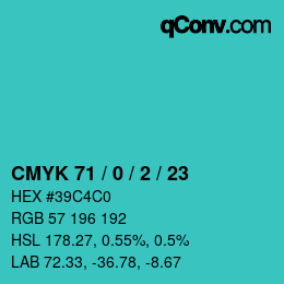Color code: CMYK 71 / 0 / 2 / 23 | qconv.com