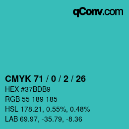 Color code: CMYK 71 / 0 / 2 / 26 | qconv.com