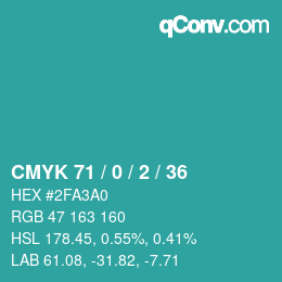 Color code: CMYK 71 / 0 / 2 / 36 | qconv.com