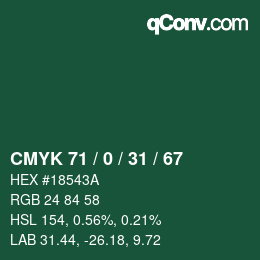 Color code: CMYK 71 / 0 / 31 / 67 | qconv.com