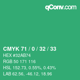 Color code: CMYK 71 / 0 / 32 / 33 | qconv.com