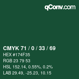 Color code: CMYK 71 / 0 / 33 / 69 | qconv.com