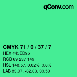 Color code: CMYK 71 / 0 / 37 / 7 | qconv.com