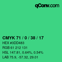 Farbcode: CMYK 71 / 0 / 38 / 17 | qconv.com