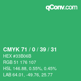 Código de color: CMYK 71 / 0 / 39 / 31 | qconv.com