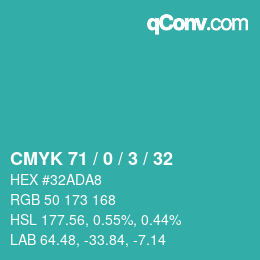 Color code: CMYK 71 / 0 / 3 / 32 | qconv.com