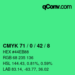 Color code: CMYK 71 / 0 / 42 / 8 | qconv.com