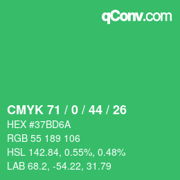 カラーコード: CMYK 71 / 0 / 44 / 26 | qconv.com