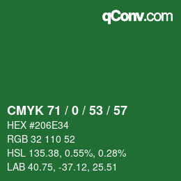 颜色代码: CMYK 71 / 0 / 53 / 57 | qconv.com