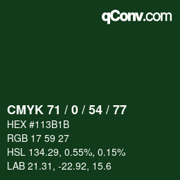 Farbcode: CMYK 71 / 0 / 54 / 77 | qconv.com
