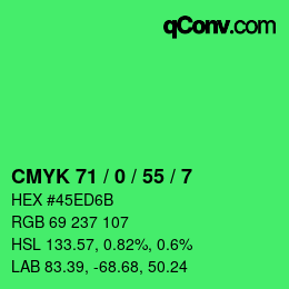 Color code: CMYK 71 / 0 / 55 / 7 | qconv.com