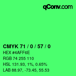 Color code: CMYK 71 / 0 / 57 / 0 | qconv.com