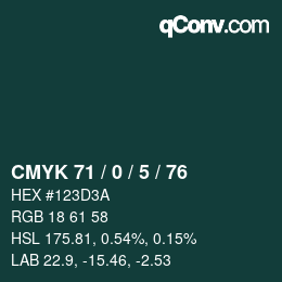 カラーコード: CMYK 71 / 0 / 5 / 76 | qconv.com
