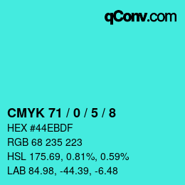 Color code: CMYK 71 / 0 / 5 / 8 | qconv.com