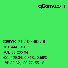 Color code: CMYK 71 / 0 / 60 / 8 | qconv.com