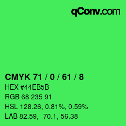 Color code: CMYK 71 / 0 / 61 / 8 | qconv.com