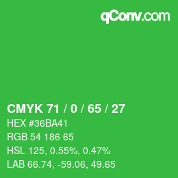 颜色代码: CMYK 71 / 0 / 65 / 27 | qconv.com
