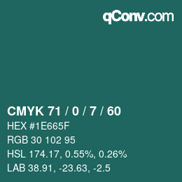 Color code: CMYK 71 / 0 / 7 / 60 | qconv.com