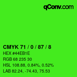 Color code: CMYK 71 / 0 / 87 / 8 | qconv.com