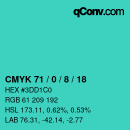 Color code: CMYK 71 / 0 / 8 / 18 | qconv.com