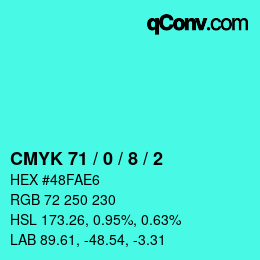 Color code: CMYK 71 / 0 / 8 / 2 | qconv.com