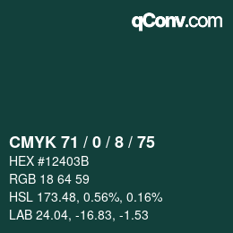 Color code: CMYK 71 / 0 / 8 / 75 | qconv.com